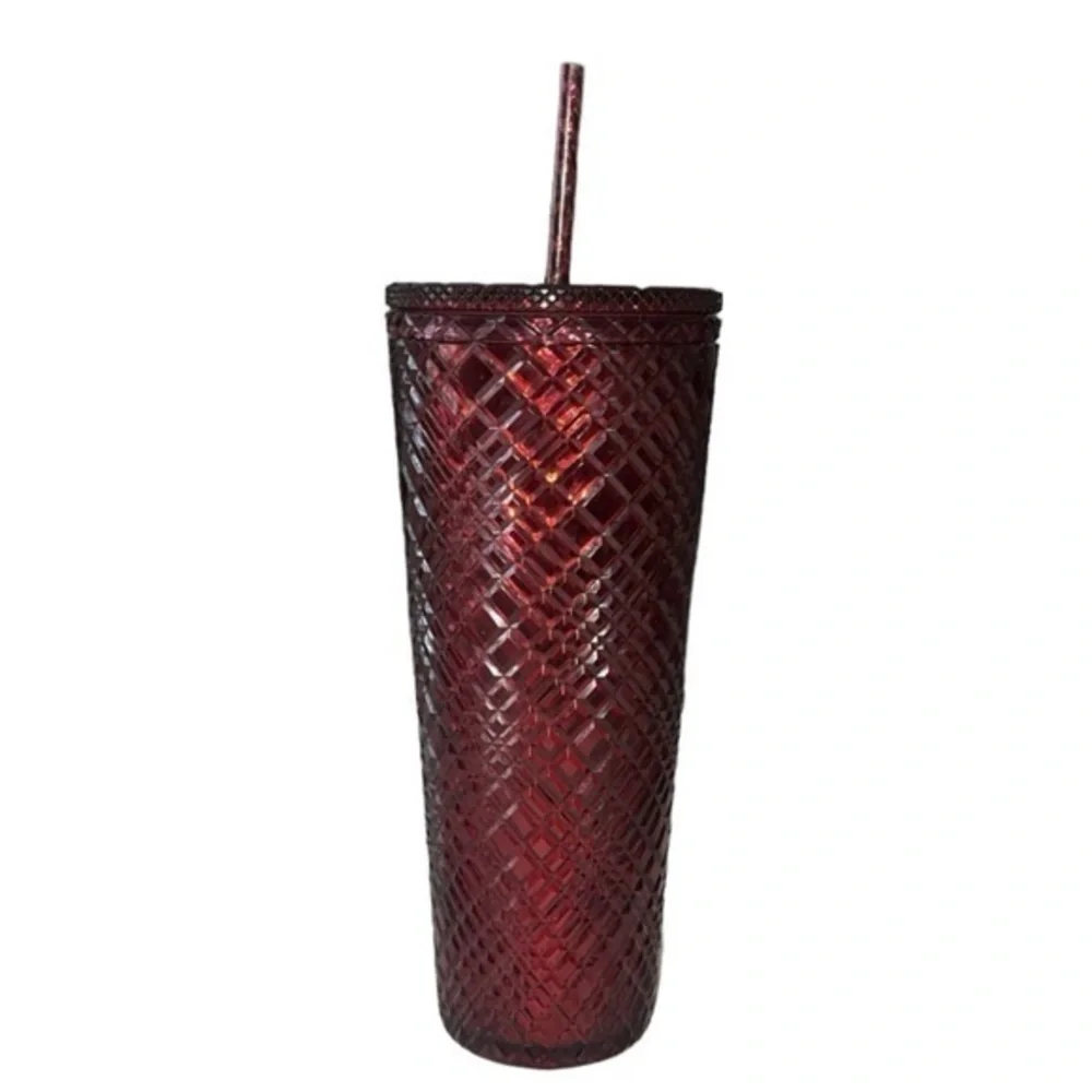Starbucks Crystal Jeweled Merlot‎ Red Iridescent Studded Cup Tumbler 24oz